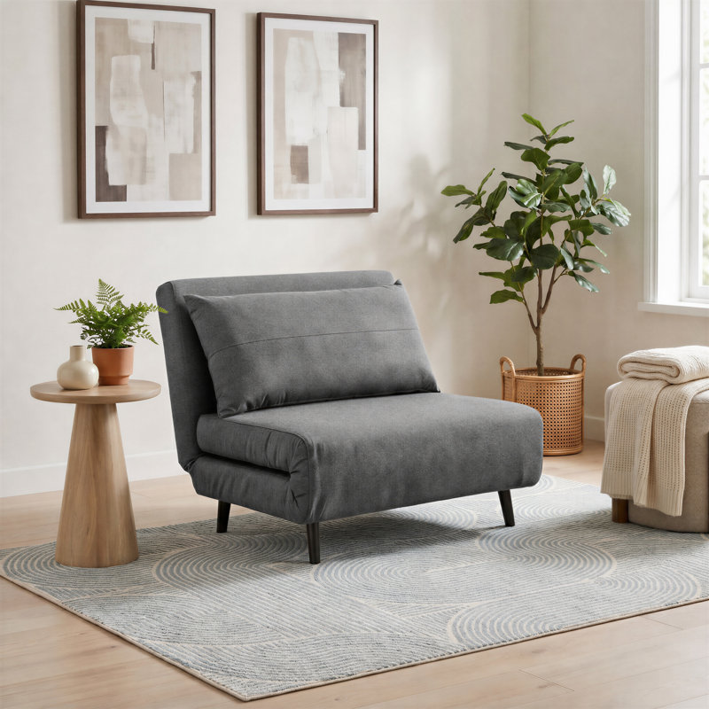 Berlyn 2 Seater Futon Sofa Bed - Luxury Simple Modern Folding Design, Single, Dark Grey Cotton Blend