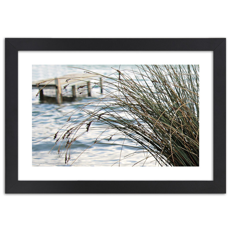 Jetty By The Sea - Single Picture Frame Print, 60cm H x 90cm W, Black
