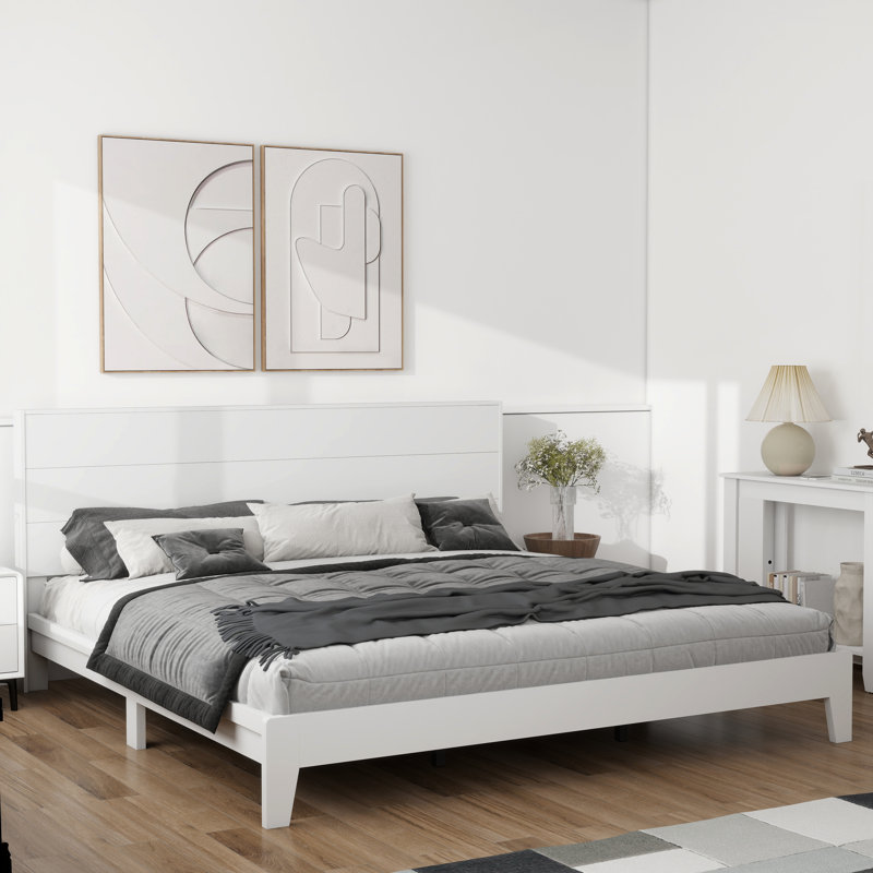 Allyannah Levison Platform Bed With Headboard, King, White