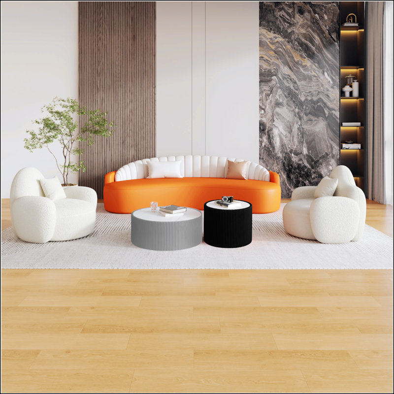 Dessus cylindrique en cuir clair ardoise, Gris