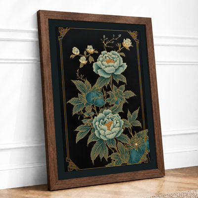 Peonies and Gold Botanical - Framed Print