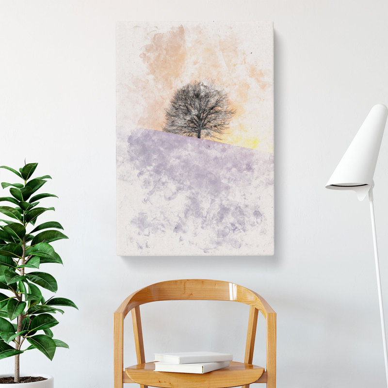 A Winter Tree At Sunset - Wrapped Canvas Painting, 76cm H x 50cm W x 3cm D