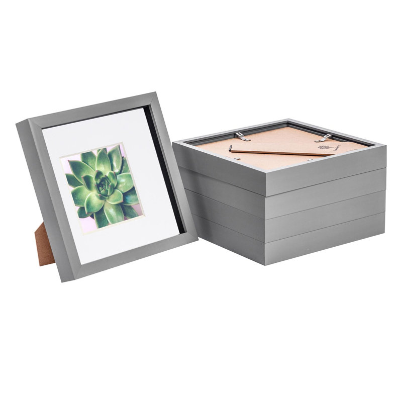 Nicola Spring - 3D Box Photo Frames - Mount, 22.5cm H x 22.5cm W x 3.5cm D, Grey/White