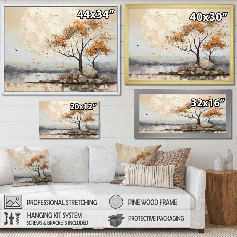 «Earthy Tones Majestic Baobab Tree II», reproduction sur toile, Cadre flottant naturel, H 34 po x l 44 po x P 1,5 po