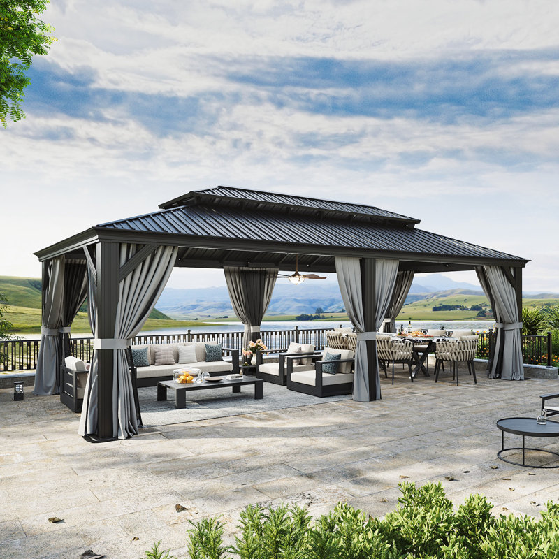 Pavillon de jardin 24 '' x 12 'avec toit en acier galvanisé