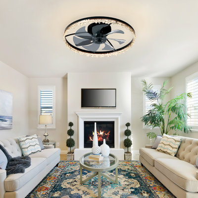 24" Smart Silent Flush Mount Ceiling Fan With Light – Invisible Blades, Remote & Timer