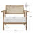 Cane Back Accent Chair, Wood Armchair with Upholstered Seat, White