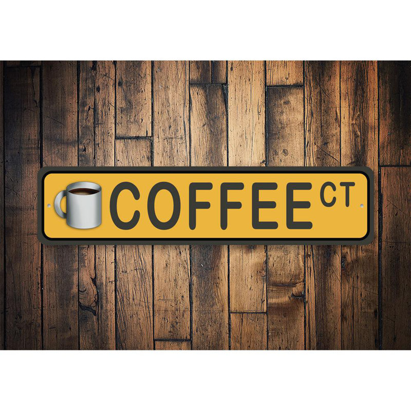 Enseigne en aluminium Coffee Street, H 4 po x l 18 po x P 0,04 po