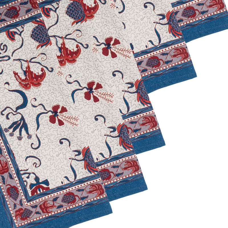 Clowe Floral Square Napkin, Blue/Red