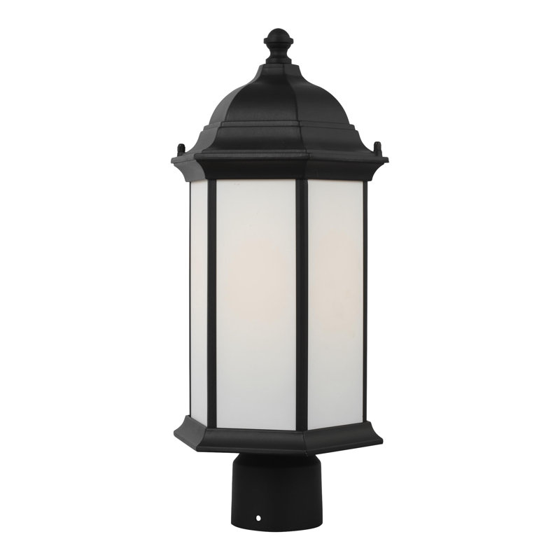 Sevier Medium One Light Outdoor Post Lantern from Generation Lighting , Black/Frosted, Black