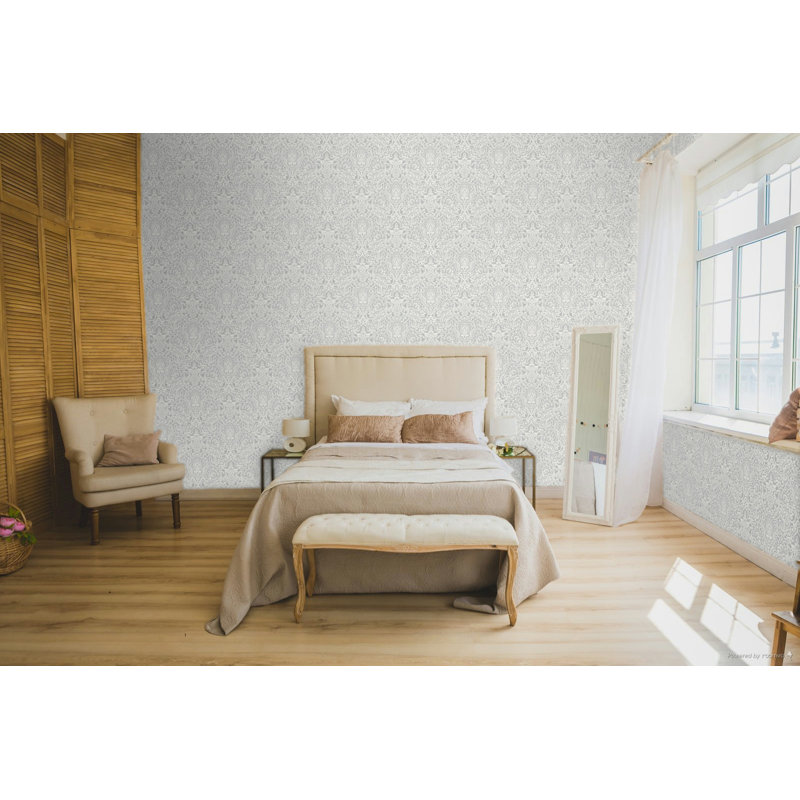 Italian Classics 4 Damask 3D Embossed Wallpaper Roll, Gray