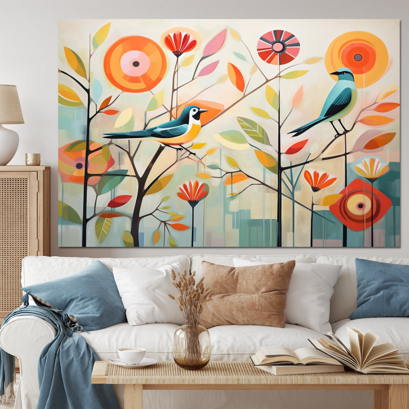 «Green Mid Century Mod Nature IV - Animal Wall Art Living Room»