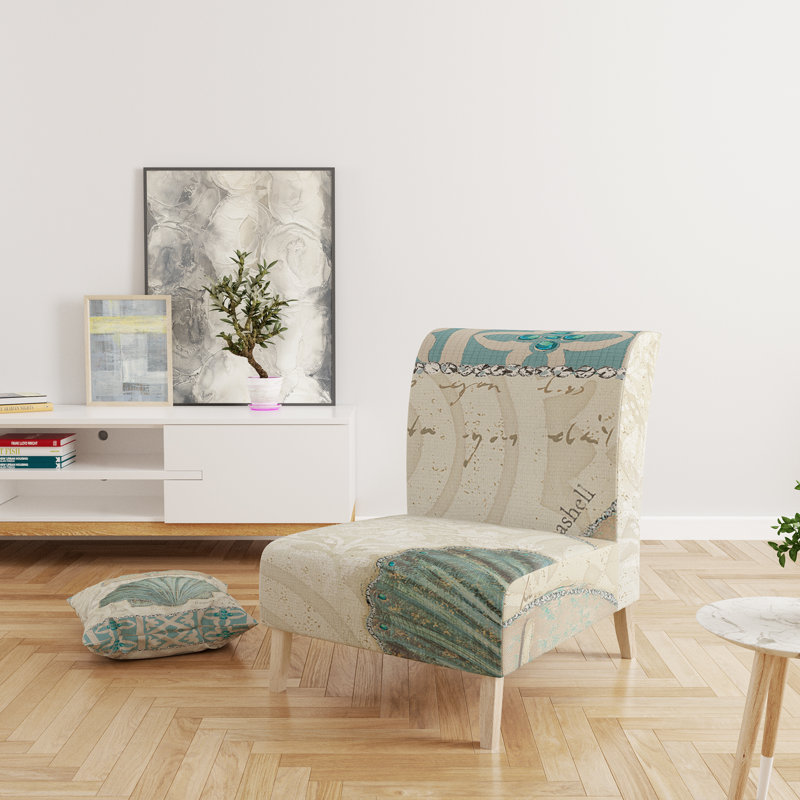 Seastar and Blue Sea Shell II - Nautical & Coastal Upholstered Slipper Chair