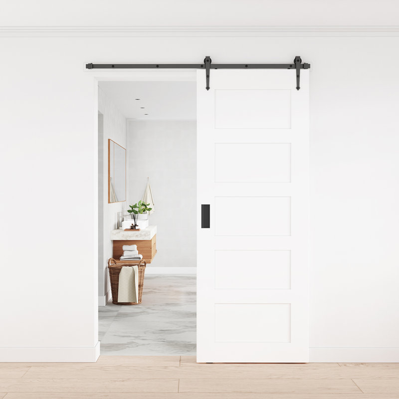 168-in Matte Black Arrow Single Barn Door Hardware Kit