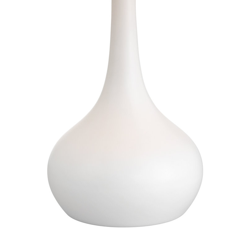 1- Light Globe Teardrop Base Table Lamp, White, White