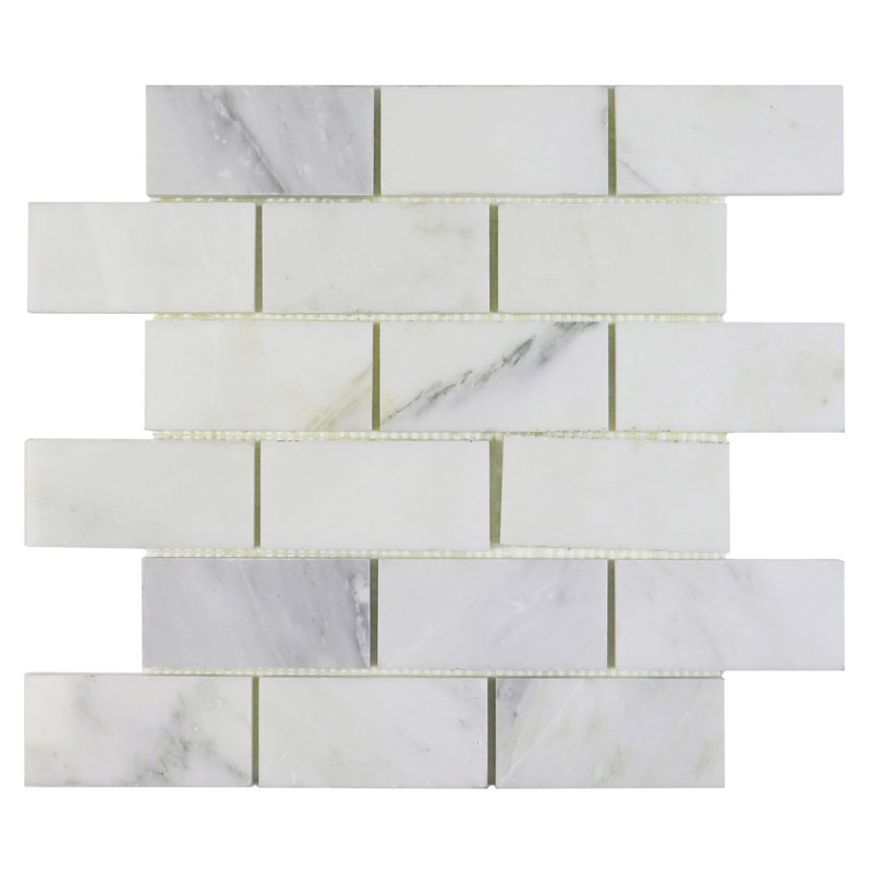 12" x 12" Marble Brick Joint Mosaic Wall & Floor Tile, Gray/Light Green