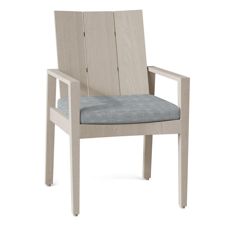 Chaise avec accoudoirs Ashland en teck - Huître, Pas de soudure, InsideOut® Rollo ‑ lin argent, Huître teck