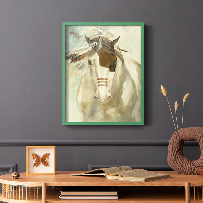 Warrior Framed Print - Solid Wood, 10" H x 8" W, Green