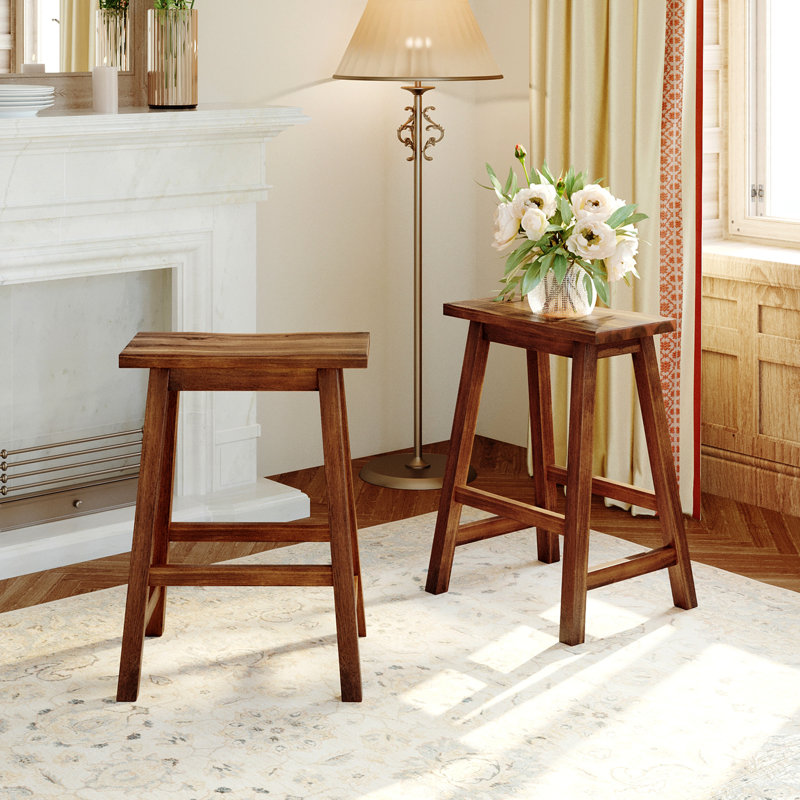 Tabourets de cuisine en bois à hauteur de comptoir pour salle de bain 2 pièces TopMAX Farmhouse Rustic