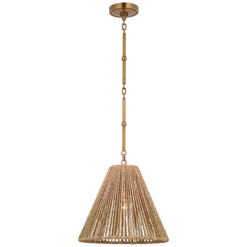 Goodman Pendant by Thomas O'Brien, 12.75" H x 15" W x 15" D, Hand Rubbed Antique Brass