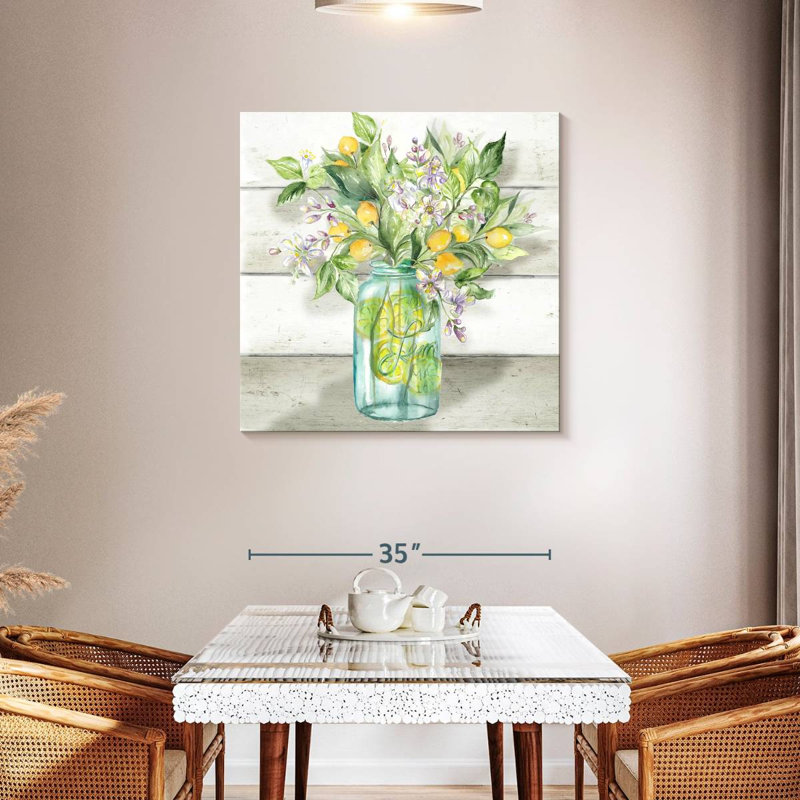 Yarlin, aquarelle, citrons, pot Mason, Shiplap
