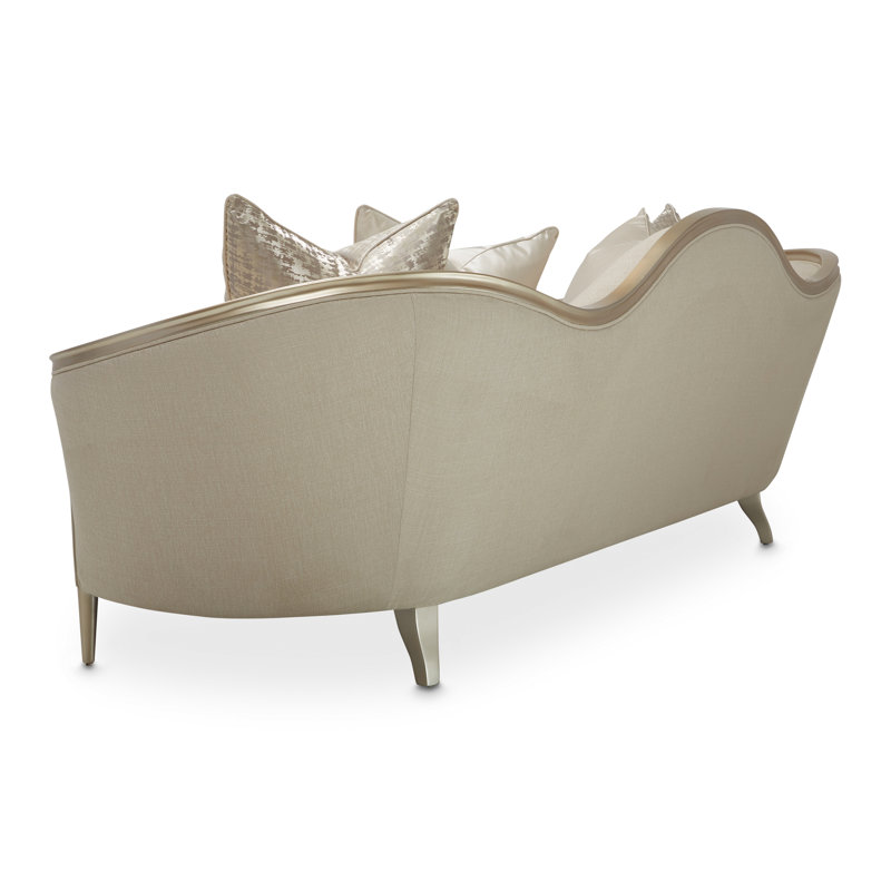 Villa Cherie 101'' Recessed Arm Sofa, Pearl 100% Polyester