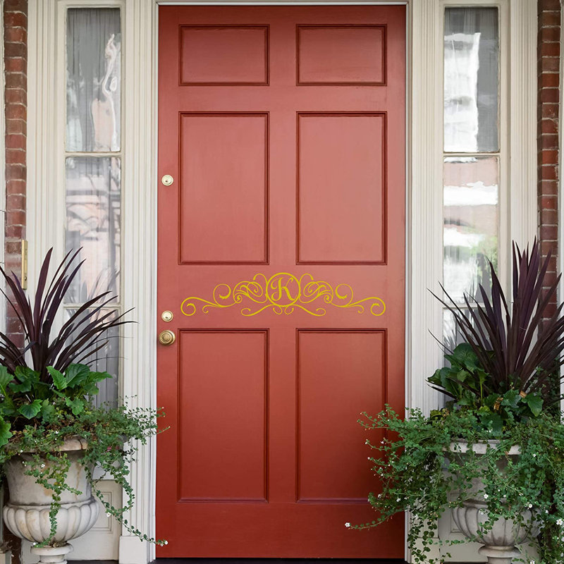 Adhésif décoratif pour porte monogramme personnalisé, H 3 po x l 14 po, Doré, Oui