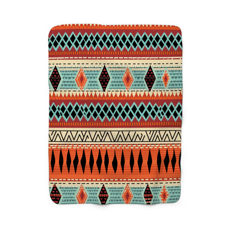 Couverture Aztec Desert Influence - 1 pièce Sherpa Premium, Grand lit