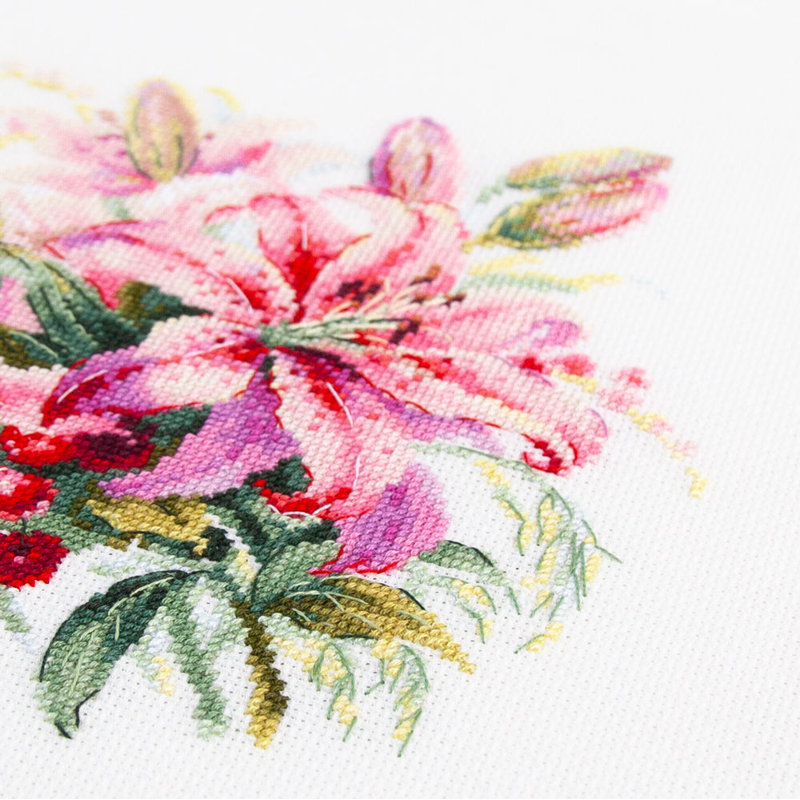 Pink Lilies Counted Cross Stitch Kit by Magic Needle 70-06