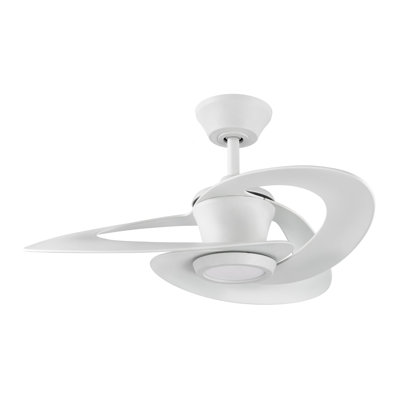 Cyclon 36 in. 3 Blade Matte White Small Ceiling Fan with Remote Control, Dimmable LED Light Kit, and Reversible Motor