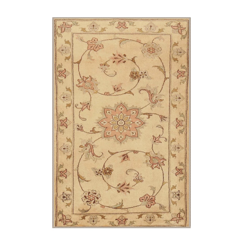 Tapis traditionnel beige / rouge clair Hadeya, Rectangle 2 pi x 5 pi