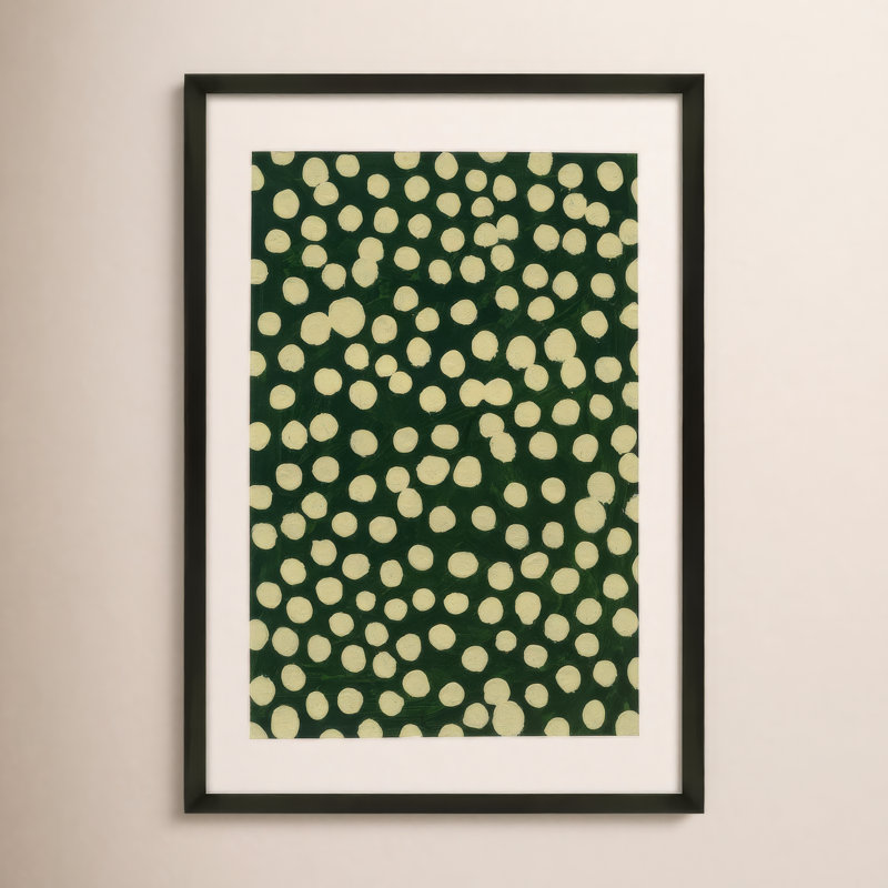 Lichen On Winter Green Painting by Michela Sorrentino, 20" H x 14" W x 1.25" D, Black
