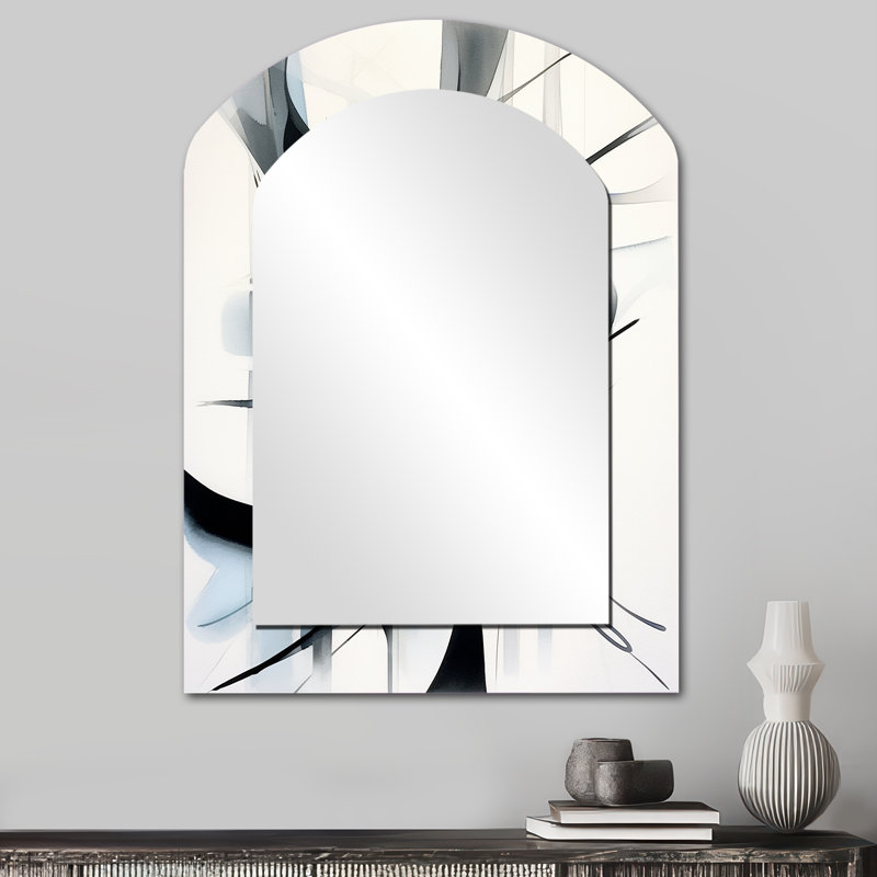 Abstract Neutral XII - Modern Arch Wall Mirror, 34" x 25"