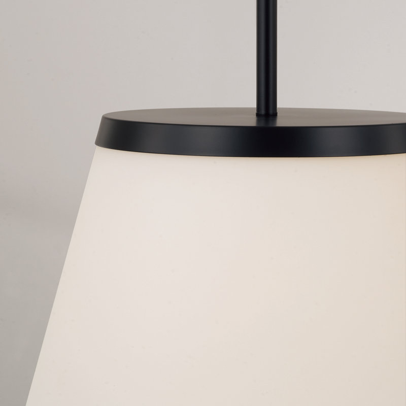 13.25" W x 9" H 1-Light Cone Pendant in Matte Black with Soft White Glass, Matte Black