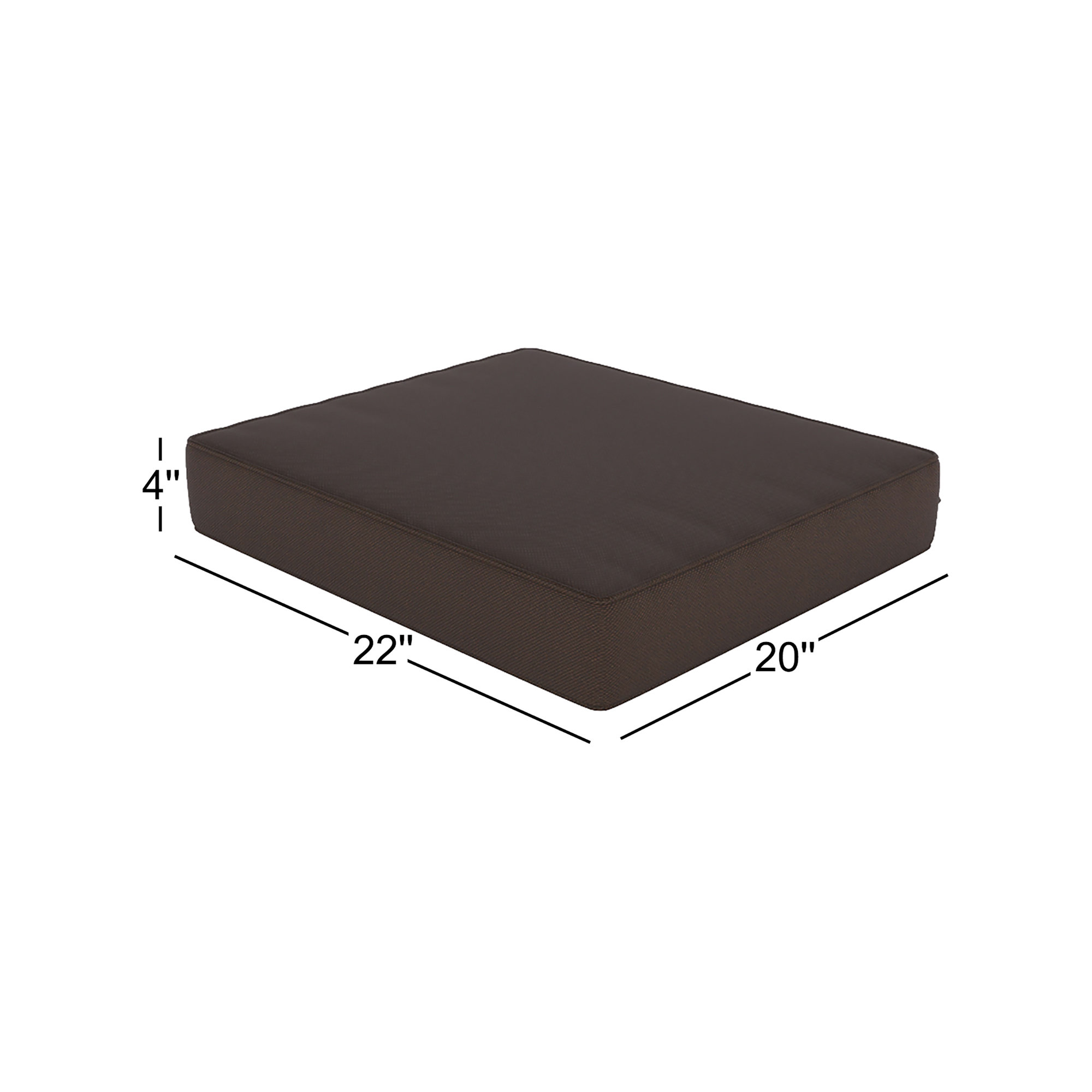Sunbrella Outdoor Ottoman Cushion, Cast Shale Sunbrella® Plainweave, 4" H x 22" W x 20" D