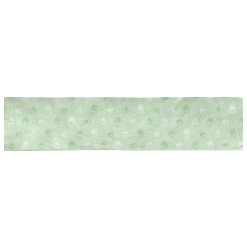 Chemin de table géométrique avicia, 72 po x 16 po, Vert / blanc, 100 % coton