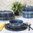 Gibson Elite 12 Piece Matisse Moderna Stoneware Reactive Glaze Dinnerware Set - Cobalt Blue