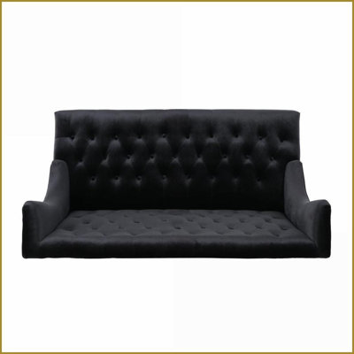 Modern Glam Velvet Loveseat – Wingback, Button Tufting, 50.25”W for Living Room/Bedroom | Velvet | Wood | Black