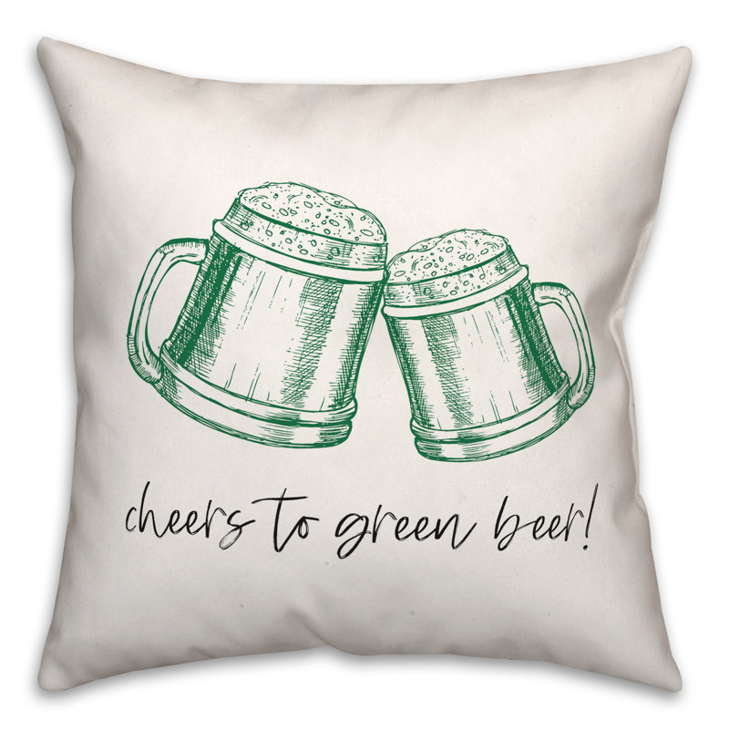 Coussin Cheers To Green Beer, 18 po x 18 po