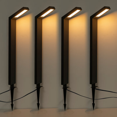 Low-voltage Black Aluminum Led Landscape Path Lights With Frosted Glass Shade(4-pack)