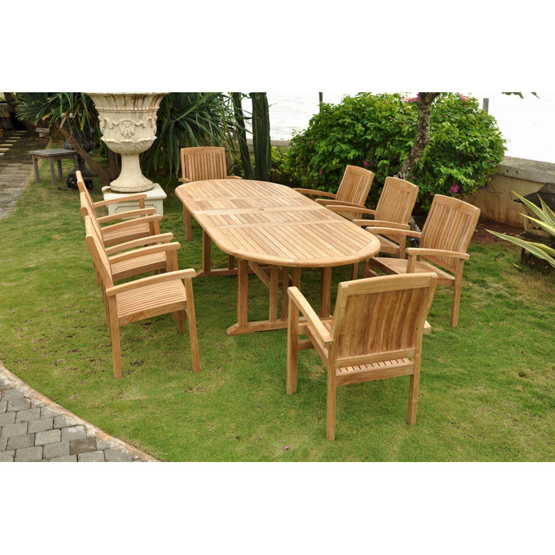 Sahara Outdoor 9 - Piece Teak Dining Set with Cushions