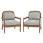 Chaise d'appoint Mid-Century moderne de 26,6 po avec structure en bois massif au fini noyer et dossier en rotin, fauteuils confortables pour le salon, la chambre à coucher, le coin lecture-87373960-87373957-87373963