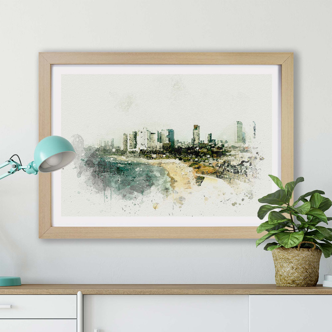 Tel Aviv Israel Skyline - Picture Frame Painting Print on Paper