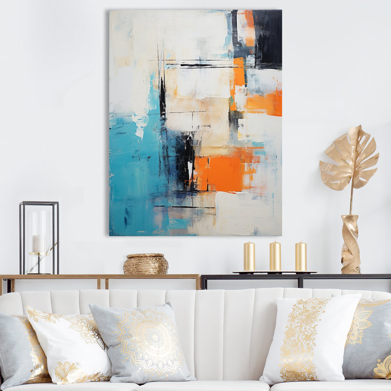 Cubist Visions Deconstructed Minimalism I - Abstract Painting Canvas Art Print, H 40 po x l 30 po x P 1,5 po, Toile tendue