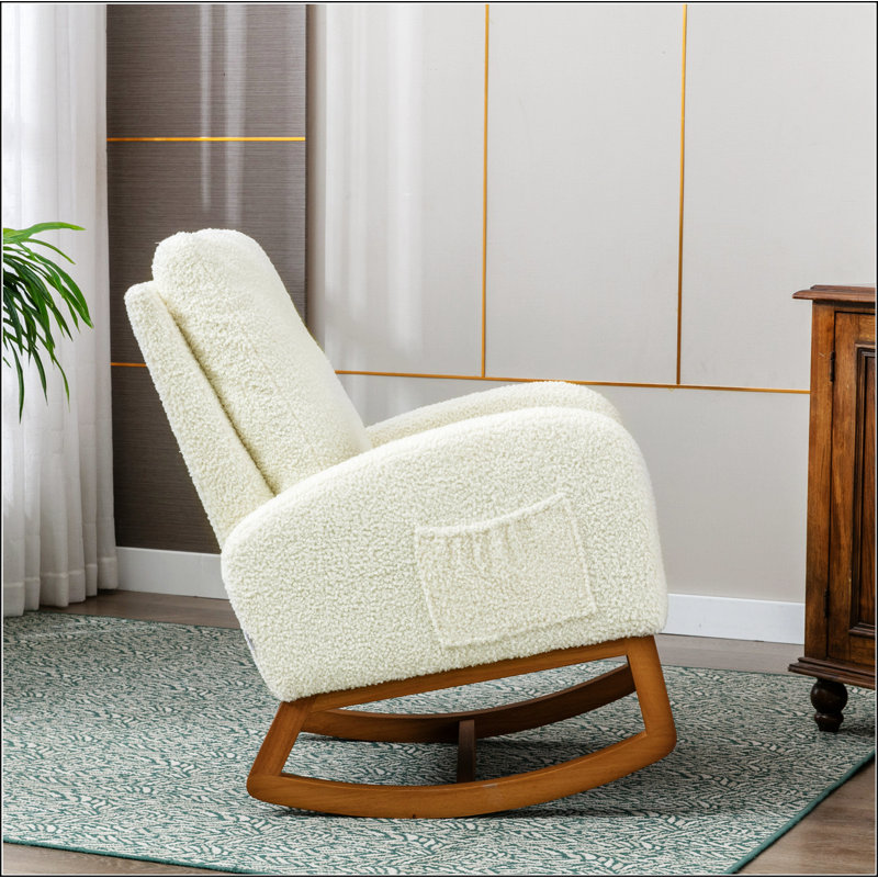 Chaise berçante confortable, Ourson blanc