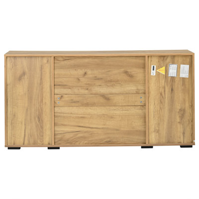 Fluted Sideboard with 4 Drawers & 2 Cupboards – Oak & Black, 140cm