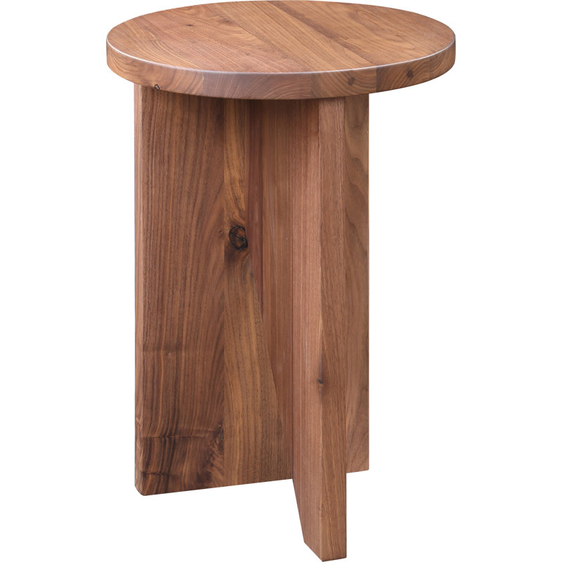 Shayne Solid Wood Abstract End Table, Brown