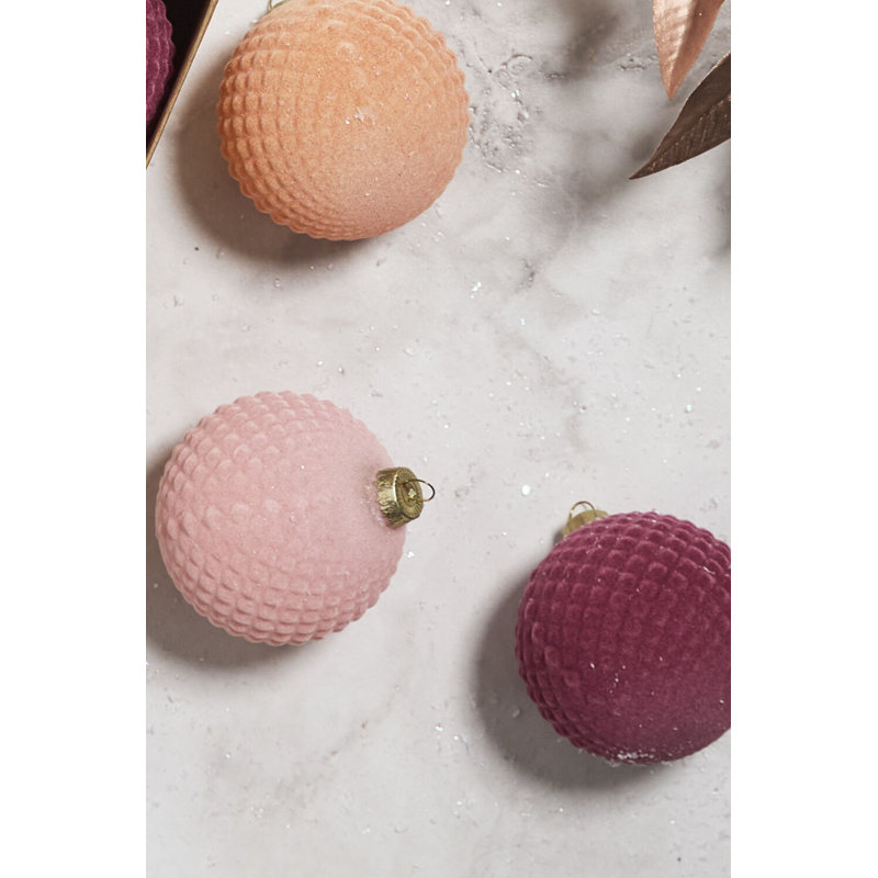 Ensemble d'ornement en velours Rosy de 6 à 3 po