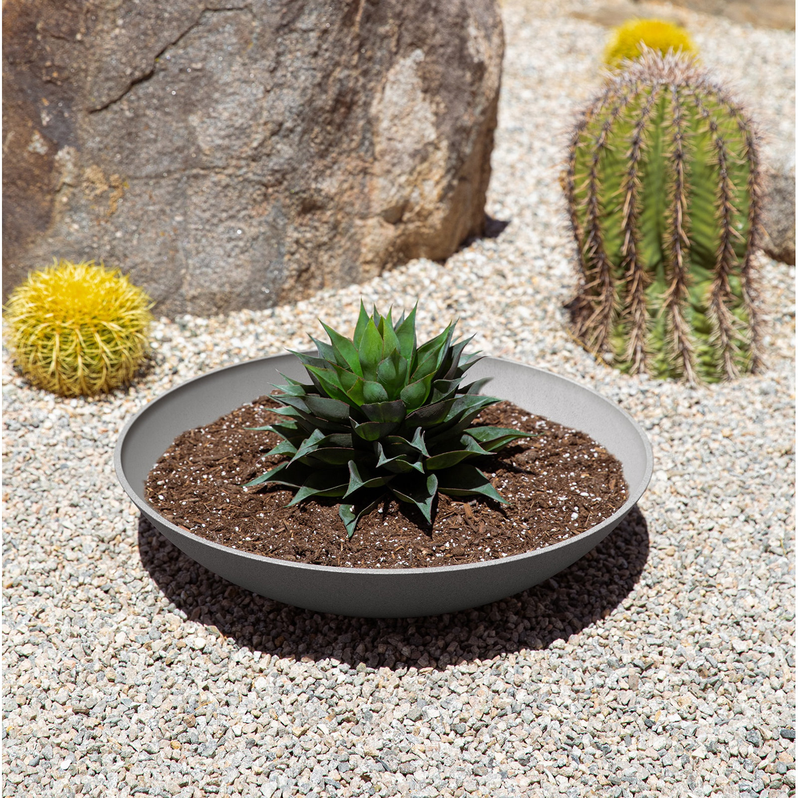 Pure Series Lane Weather Resistant Bowl Planter , Charcoal, 6" H x 24" W x 24" D, Set of 1