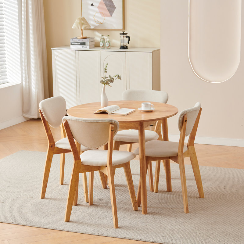 Ensemble de 4 chaises de salle à manger 100% bois massif, chaises de cuisine en bois, dossier ouvert, chaises de style Mid-Century moderne pour ferme, cuisine, salle à manger, naturel